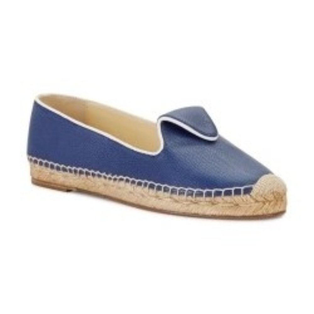 Sarah Flint Resort Blue Leather Espadrille Flats